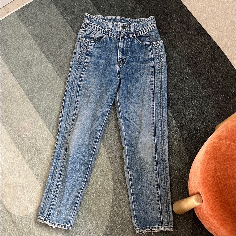 High Rise Blue Denim Jeans with YKK zipper